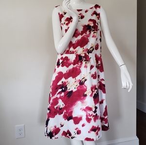 Ann Taylor fully lined pink and white floral dress